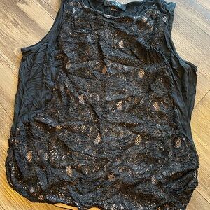 Retro Black Lace With Beige Underneath Tank Top